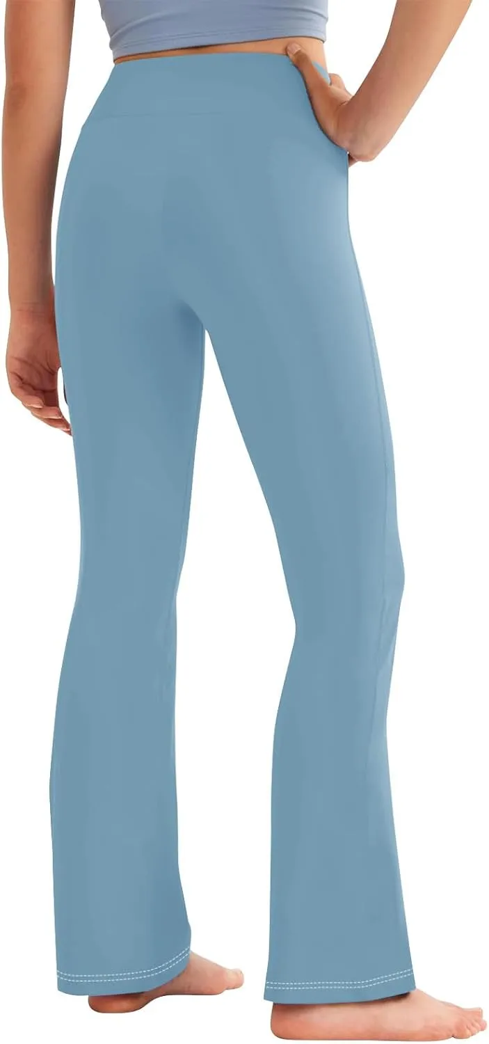 Girl's Bootcut Leggings Kids Stretch High Waisted Flare Yoga Pants Girls Workout Bell Bottoms Leggings Full Length