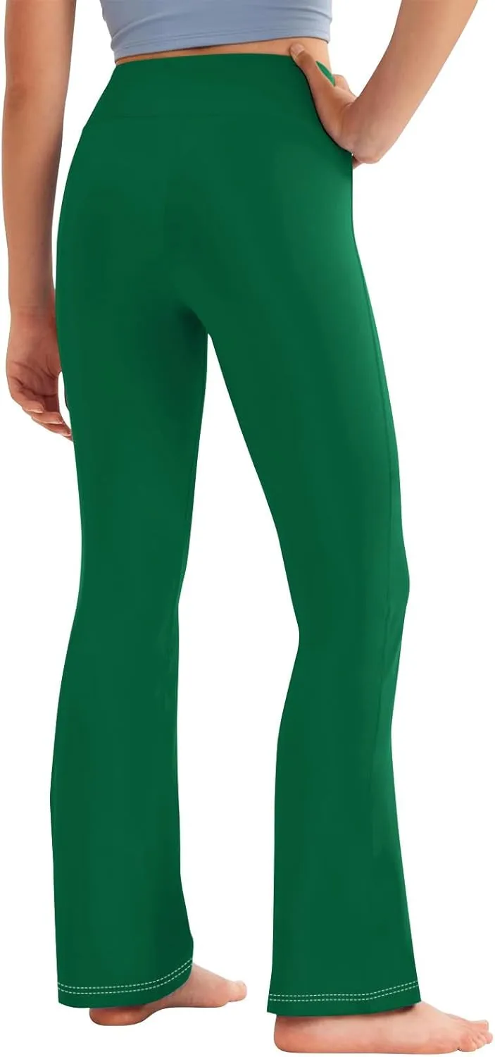 Girl's Bootcut Leggings Kids Stretch High Waisted Flare Yoga Pants Girls Workout Bell Bottoms Leggings Full Length