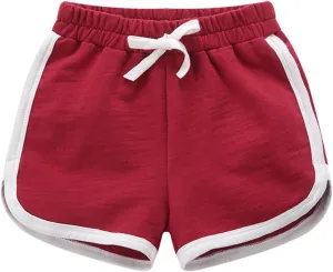 Girls Boys Solid Shorts Running Athletic Cotton Kids Workout Childrens Fashion Summer Beach Sports Trousers