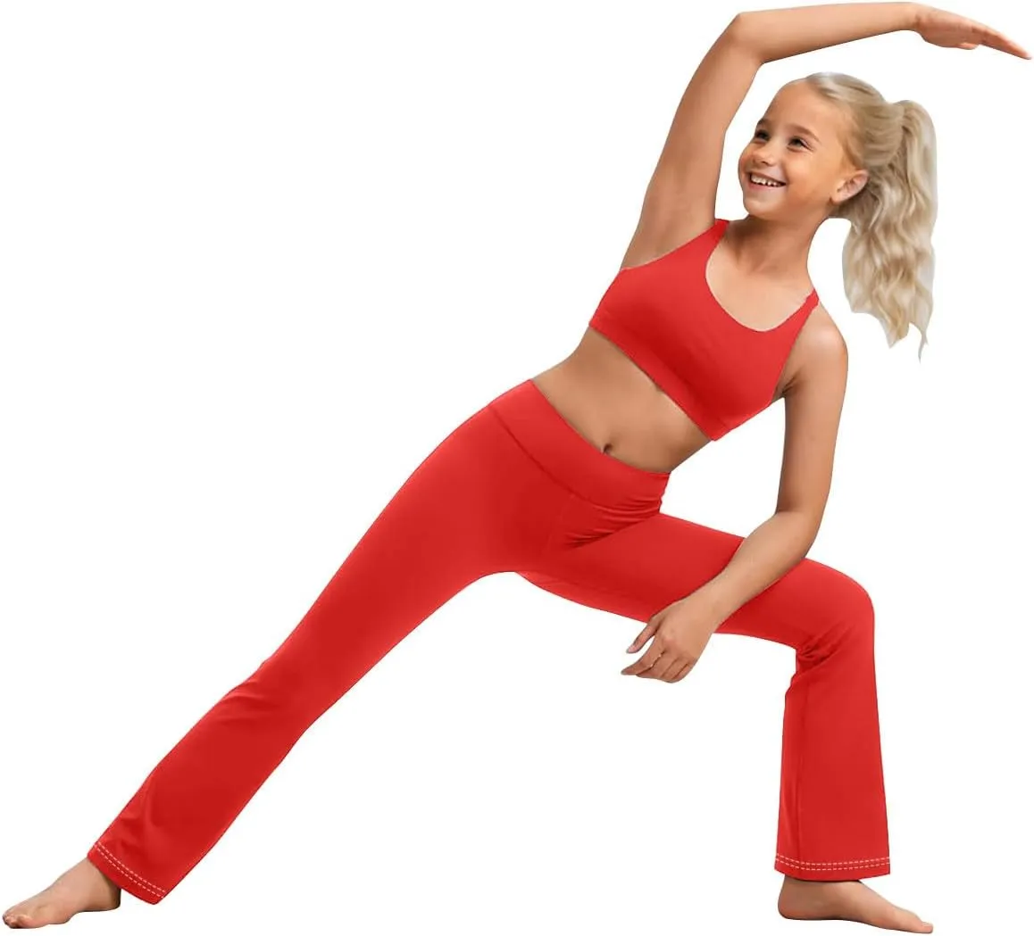 Girls Flare Leggings Kids High Waist Yoga Pants Bootcut Lounge Casual Active Dance Pants Bell Bottoms Cute Clothes