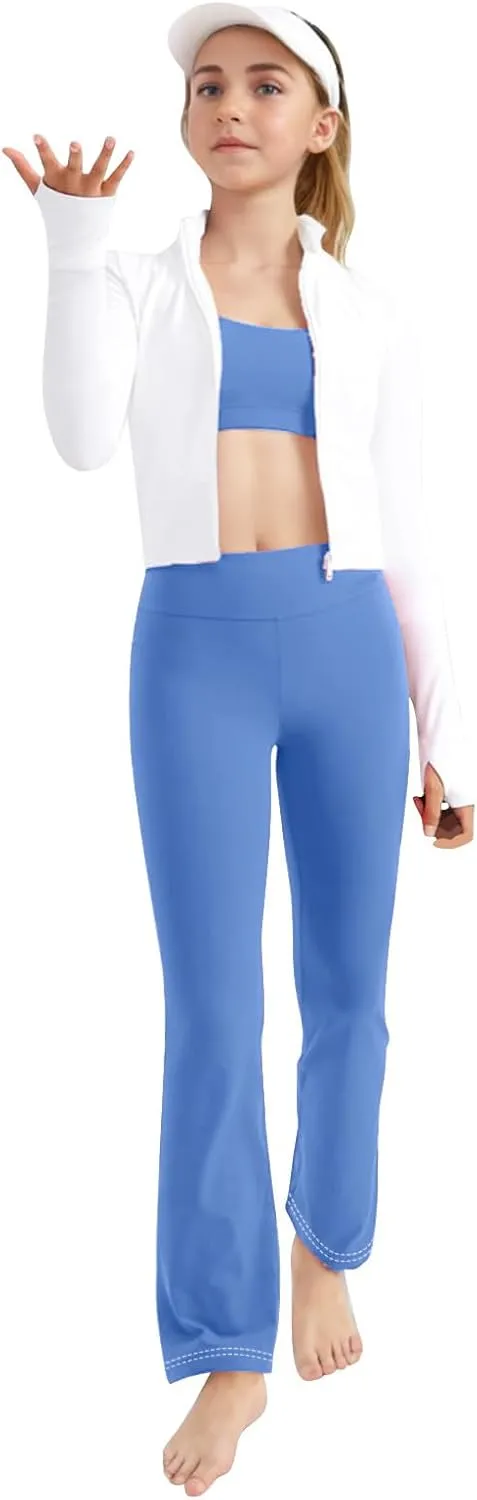 Girls Flare Leggings Kids High Waist Yoga Pants Bootcut Lounge Casual Active Dance Pants Bell Bottoms Cute Clothes