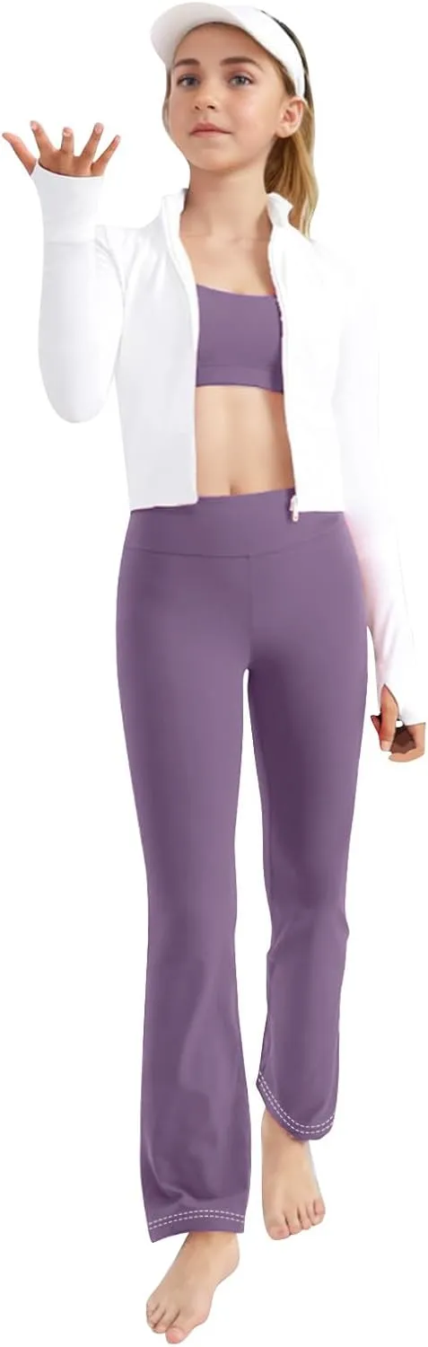 Girls Flare Leggings Kids High Waist Yoga Pants Bootcut Lounge Casual Active Dance Pants Bell Bottoms Cute Clothes