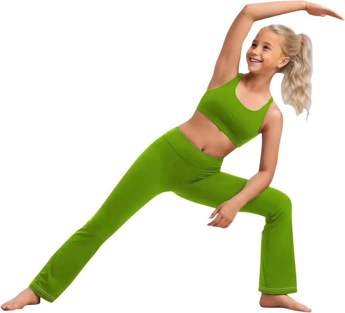Girls Flare Leggings Kids High Waist Yoga Pants Bootcut Lounge Casual Active Dance Pants Bell Bottoms Cute Clothes