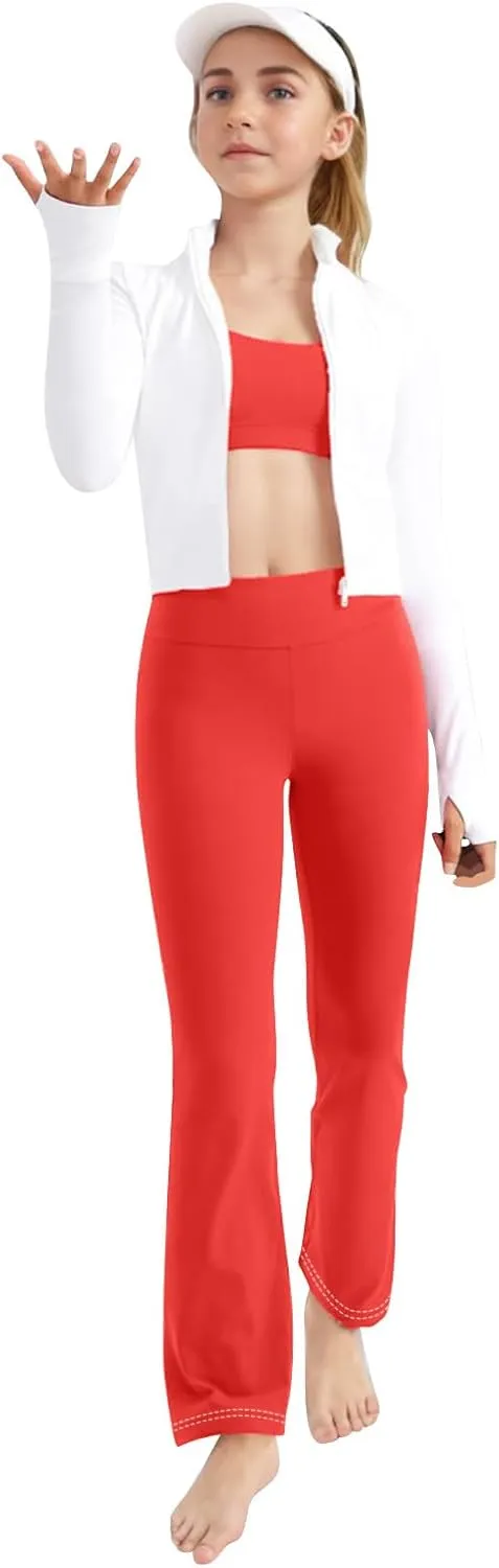Girls Flare Leggings Kids High Waist Yoga Pants Bootcut Lounge Casual Active Dance Pants Bell Bottoms Cute Clothes