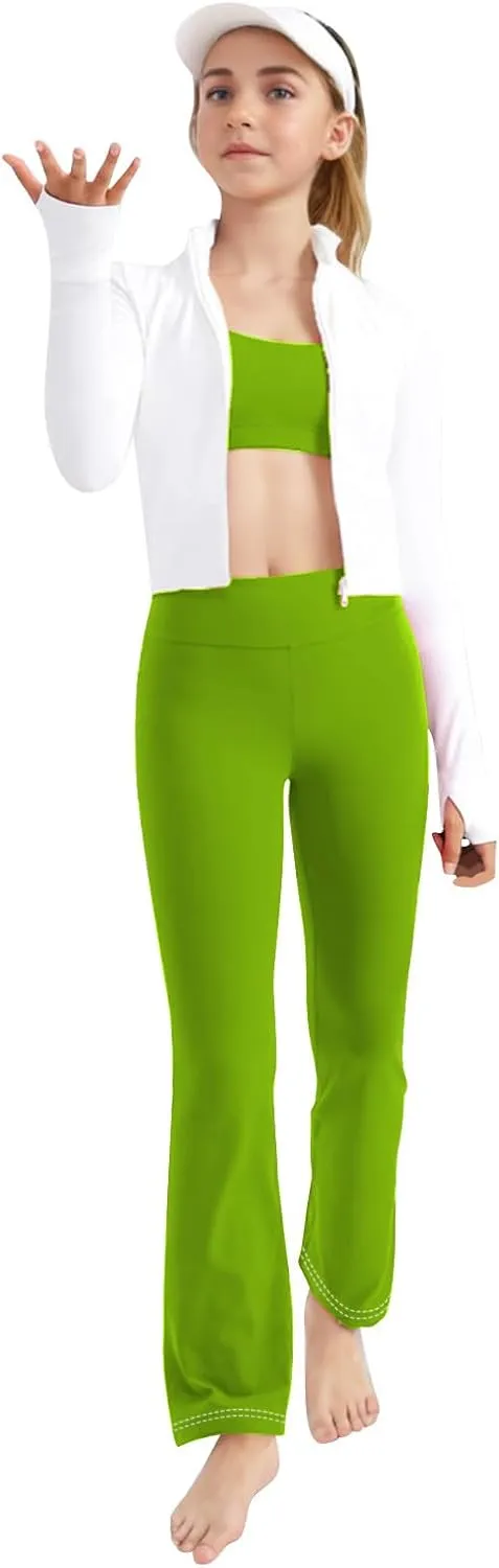 Girls Flare Leggings Kids High Waist Yoga Pants Bootcut Lounge Casual Active Dance Pants Bell Bottoms Cute Clothes