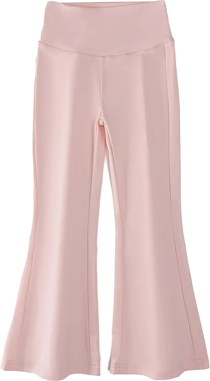 Girls Flare Leggings with Pockets High Waisted Bootcut Kids Yoga Pants Dance Workout Athletic Bell Bottoms