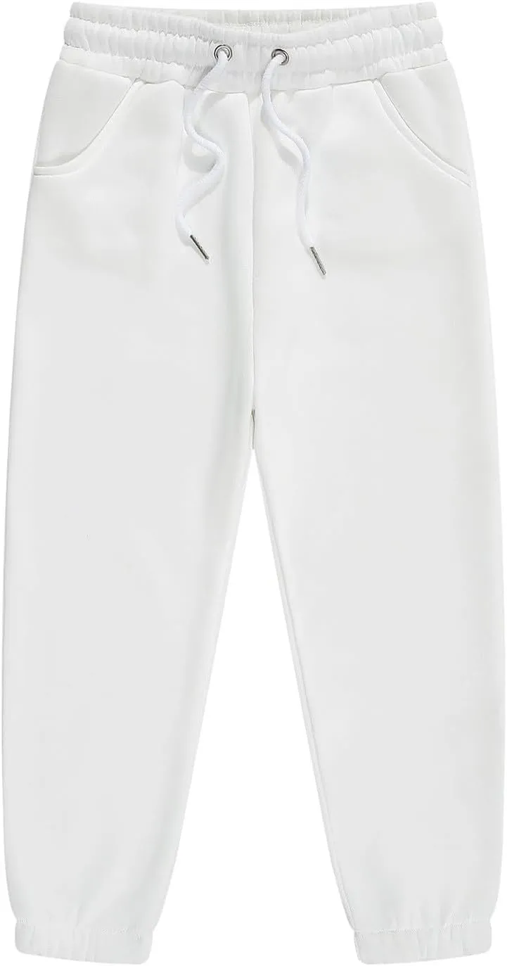 Girls Kids Jogger Sweatpants Aesthetic Baggy Elastic High Waist Wide Leg Long Pants School Running Preppy Trousers