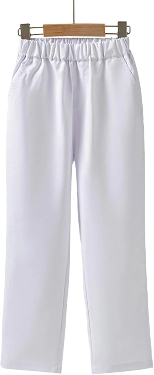 Girls Pants Straight Leg Elastic Waist Student Pants Athletic Comfortable Cool Breathable Outfits with