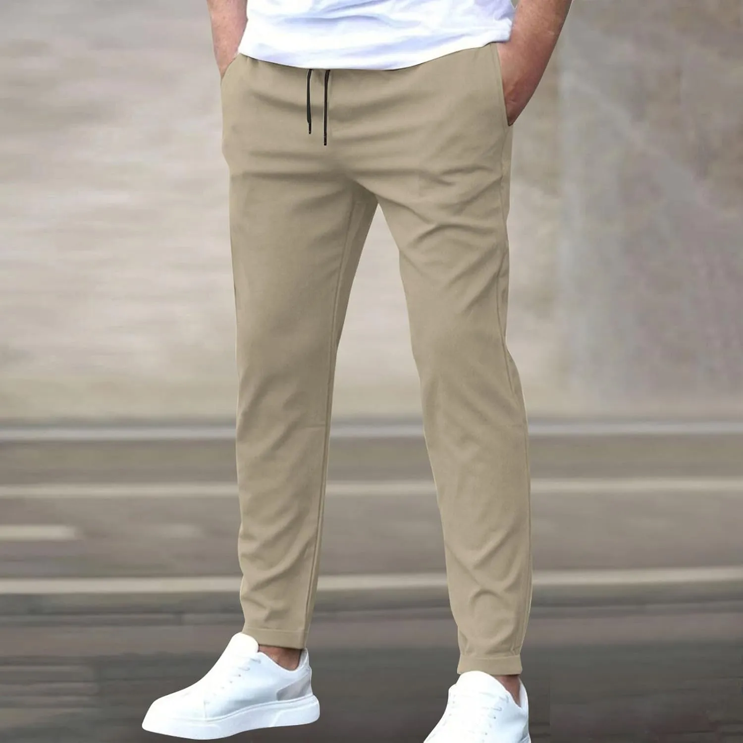 Golf Joggers Pants Men Slim Fit Elastic Waist Casual Pants Drawstring Stretch Tapered Pant with Pockets Casual Joggers