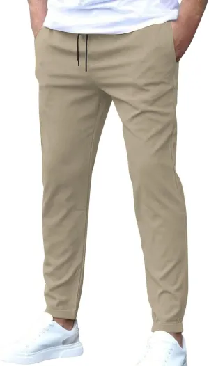 Golf Joggers Pants Men Slim Fit Elastic Waist Casual Pants Drawstring Stretch Tapered Pant with Pockets Casual Joggers