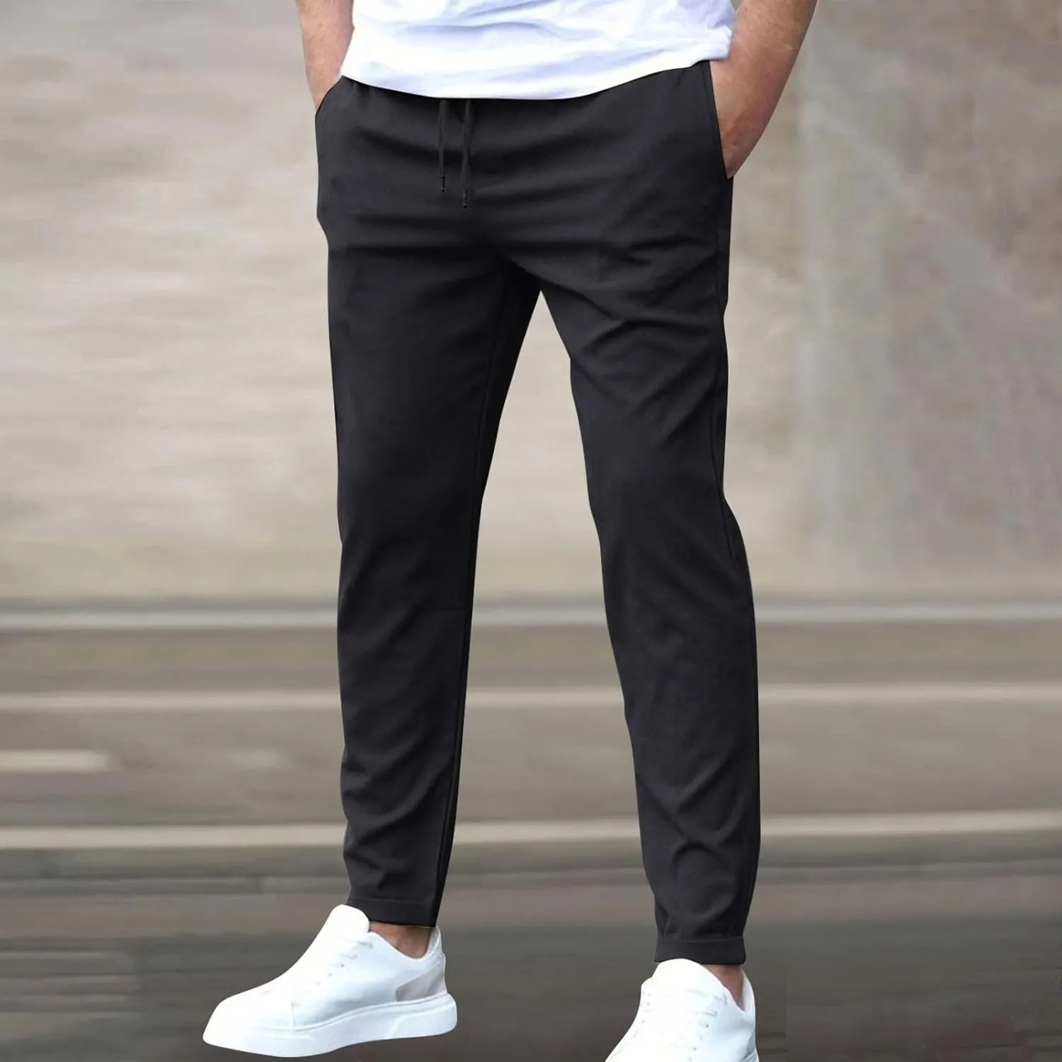 Golf Joggers Pants Men Slim Fit Elastic Waist Casual Pants Drawstring Stretch Tapered Pant with Pockets Casual Joggers