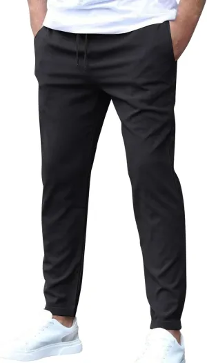 Golf Joggers Pants Men Slim Fit Elastic Waist Casual Pants Drawstring Stretch Tapered Pant with Pockets Casual Joggers
