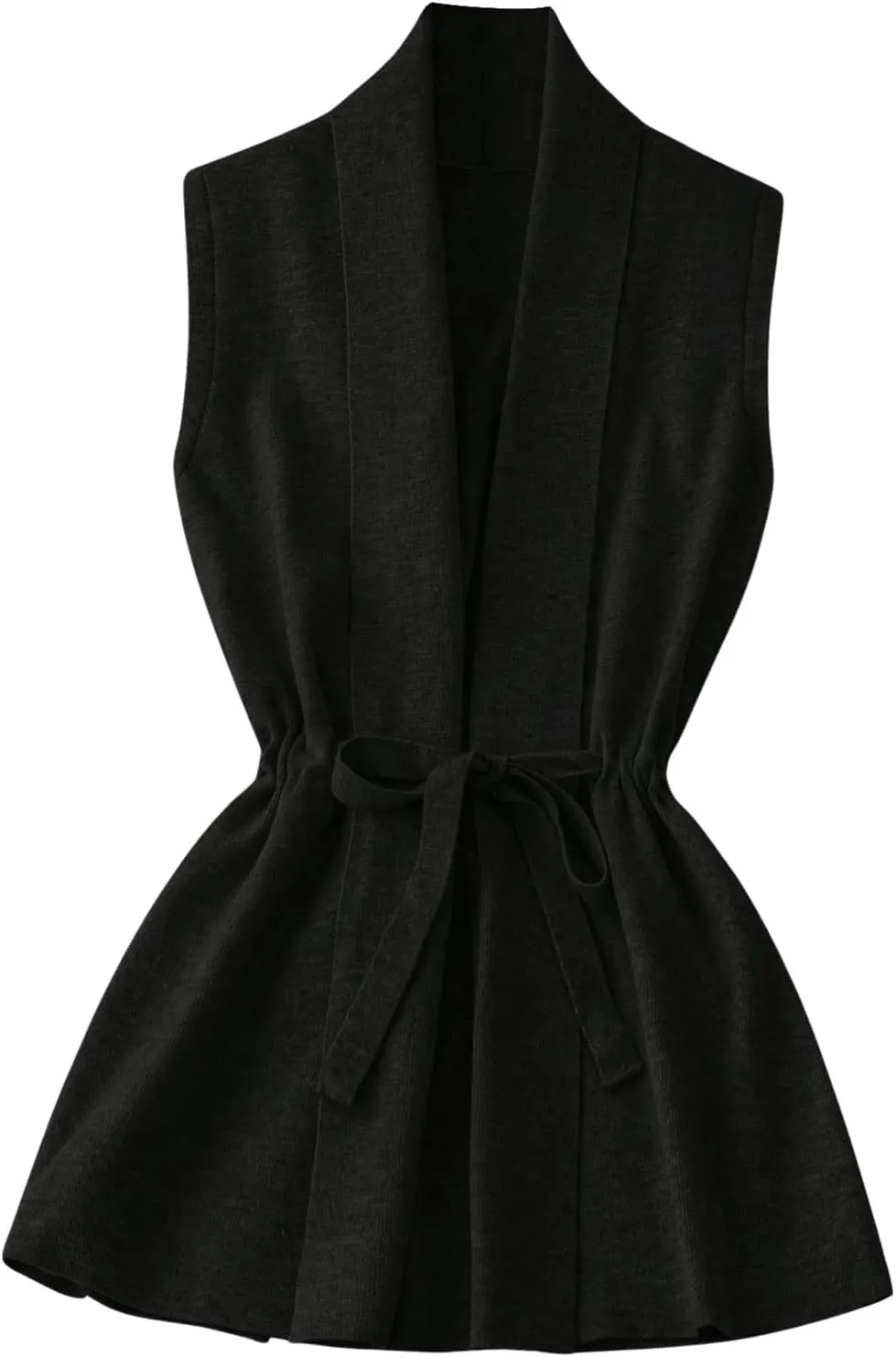 GORGLITTER Women's Sleeveless Cardigan Vest Tie Front Drawstring Open Neck Lightweight Sweater Vest Outerwear