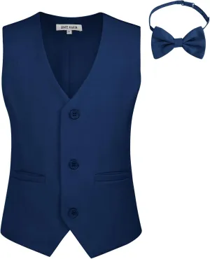 GRACE KARIN Boys 3 Button Formal Suit Vest with Tie
