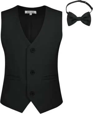 GRACE KARIN Boys 3 Button Formal Suit Vest with Tie