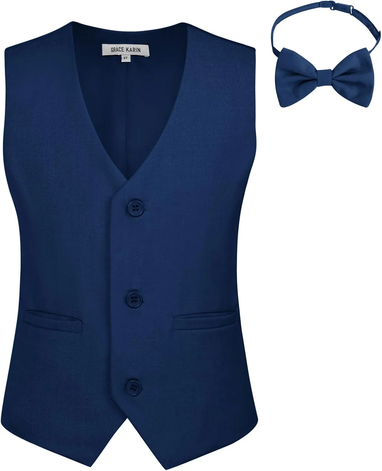 GRACE KARIN Boys 3 Button Formal Suit Vest with Tie