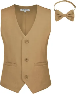 GRACE KARIN Boys 3 Button Formal Suit Vest with Tie
