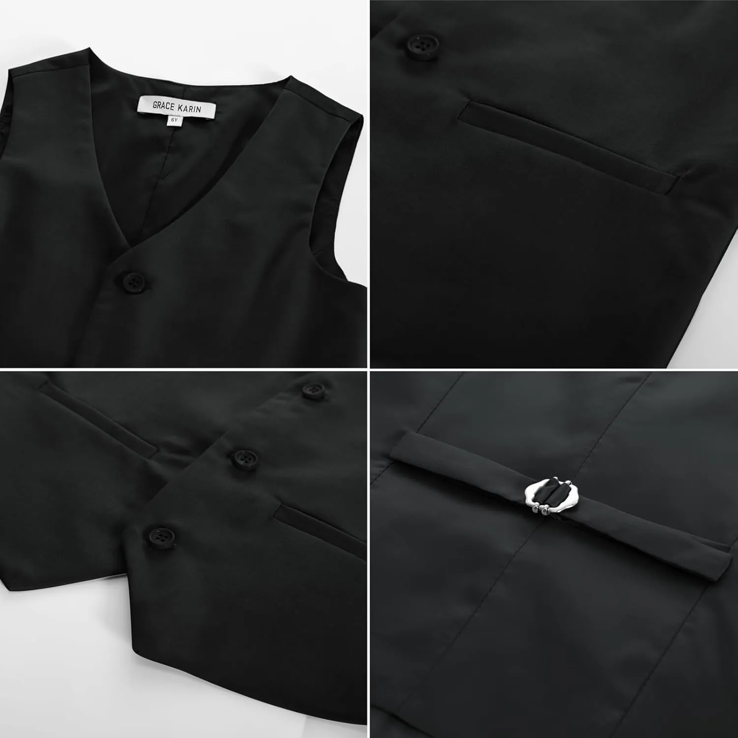 GRACE KARIN Boys 3 Button Formal Suit Vest with Tie