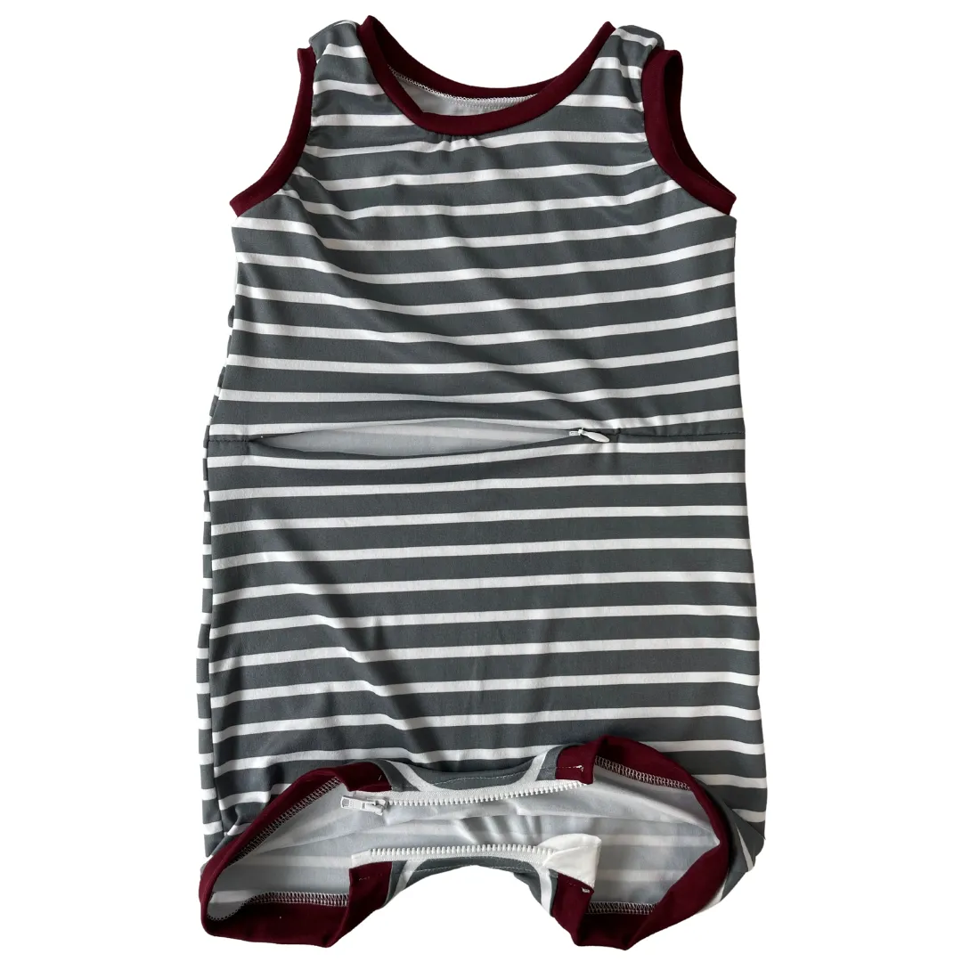 Grey Stripe Tank with G-Tube Access