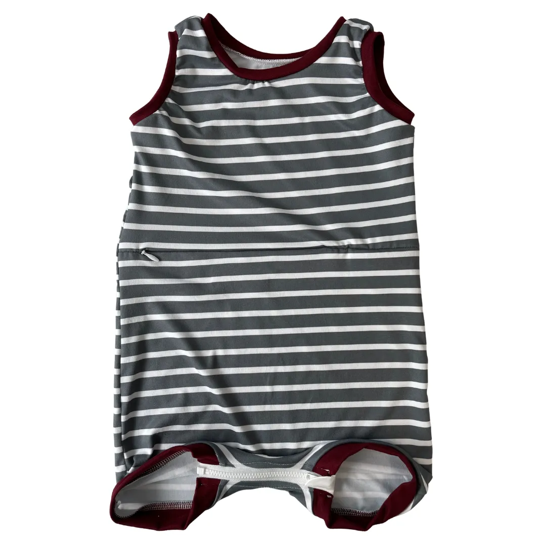Grey Stripe Tank with G-Tube Access