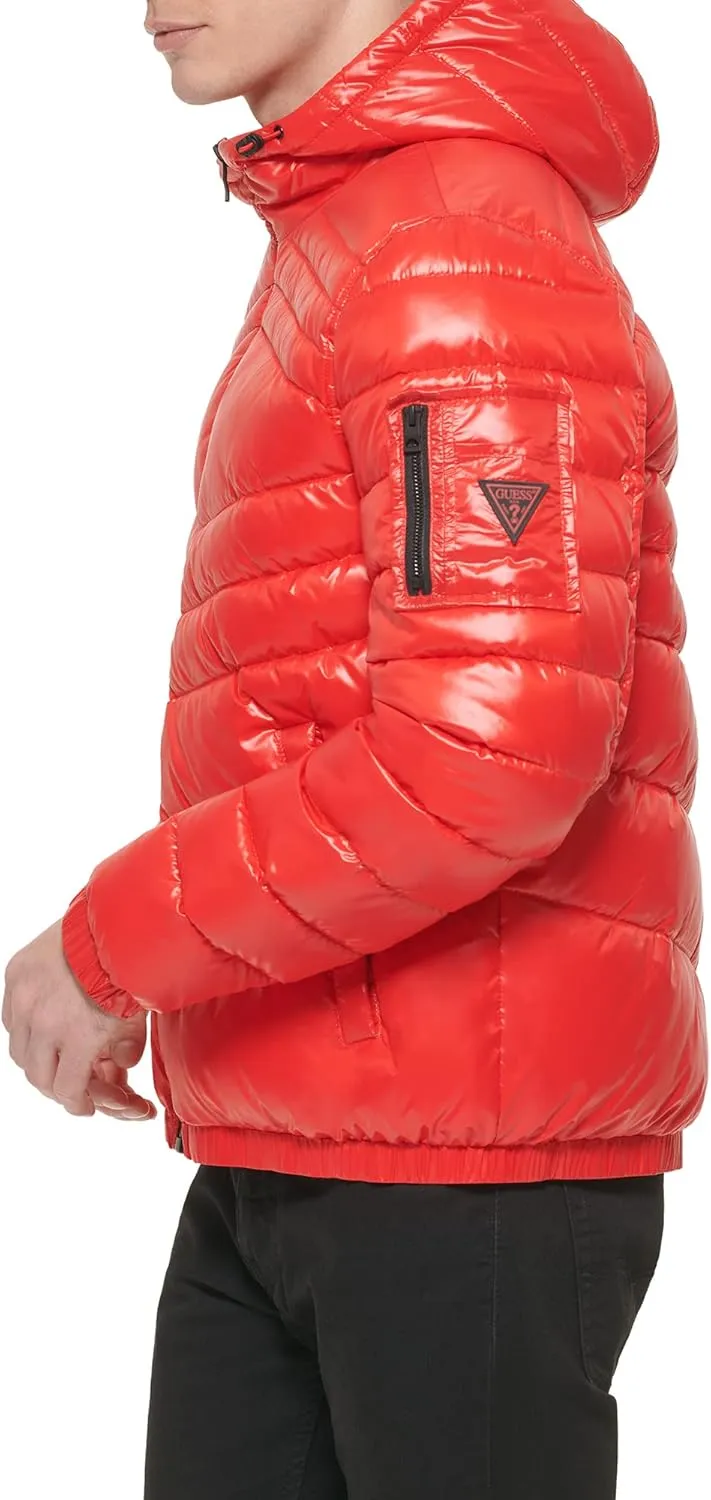 GUESS Men's Mid-Weight Puffer Jacket with Removable Hood