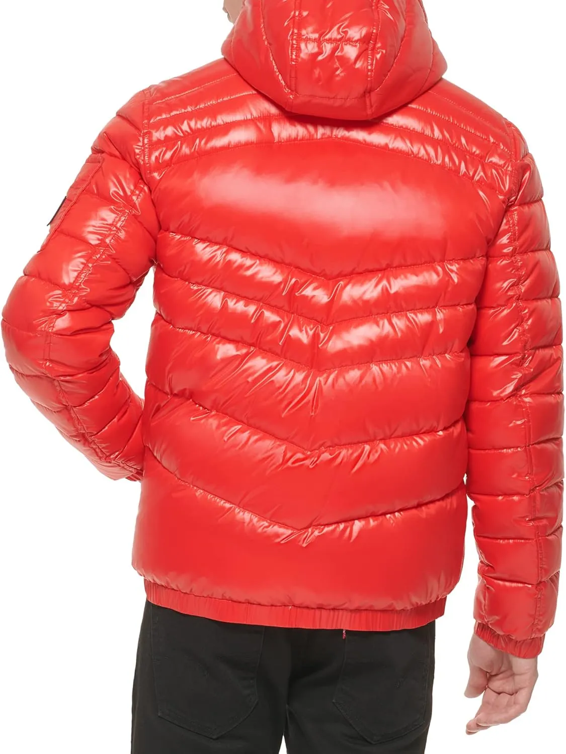 GUESS Men's Mid-Weight Puffer Jacket with Removable Hood