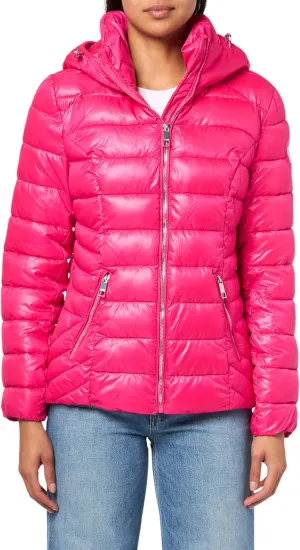GUESS Women's Legacy Page Coat, HOT Pink, M