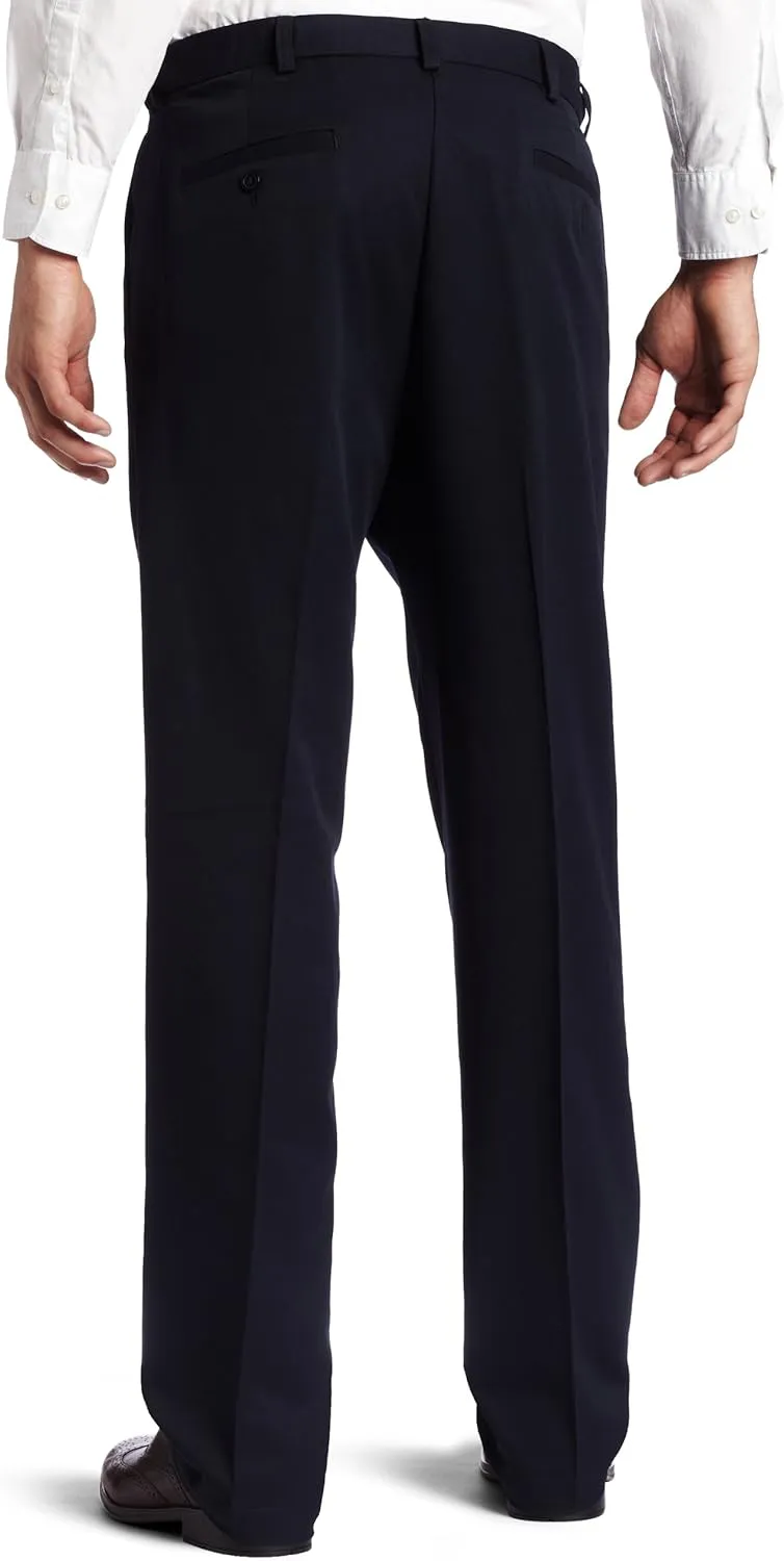 Haggar Men's Cool 18 Classic Fit Flat Front and Pleat Front Hidden Expandable Waistband Pant Big and Tall Sizes