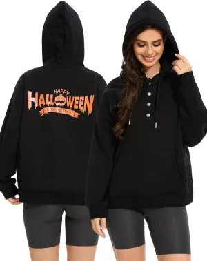 Halloween Womens Oversized Hoodies Fleece Sweatshirts Long Sleeve Sweaters Pullover Fall Outfits with Pocket