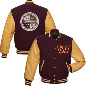 H&D Clothing Mens American Football Club W.C Jacket Football Club Com-manders Varsity Baseball Varisty Letterman Jacket