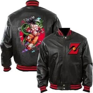 H&D Clothing Mens DBZ Cosplay Dragon Ball Biker Jacket DBZ Goku Anime Mens Leather Jacket Majin Bu Jacket