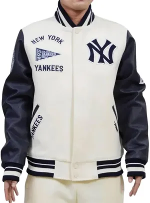 H&D Clothing Mens New Letterman Yankees York White Varsity Jacket Mens NY College Baseball Varsity Bomber Jacket