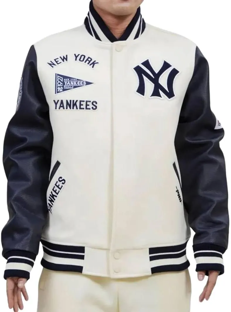 H&D Clothing Mens New Letterman Yankees York White Varsity Jacket Mens NY College Baseball Varsity Bomber Jacket