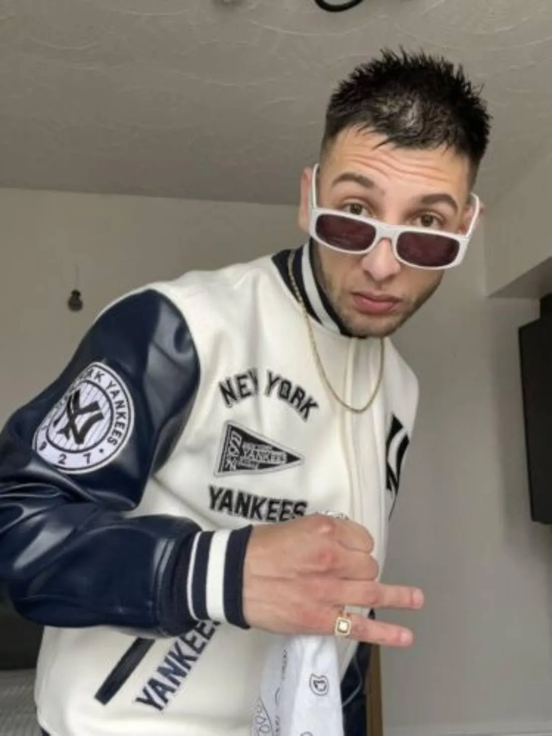 H&D Clothing Mens New Letterman Yankees York White Varsity Jacket Mens NY College Baseball Varsity Bomber Jacket