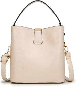 Handbags Fashionable PU Leather Bucket Bag for Women Simple Shoulder Handbag Versatile Diagonal Crossbody Purse(Brown)
