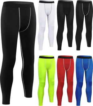 Hicarer 6 Pack Men's Compression Pants Workout Pants Athletic Compression Leggings Running Tights for Men Sport Supplies