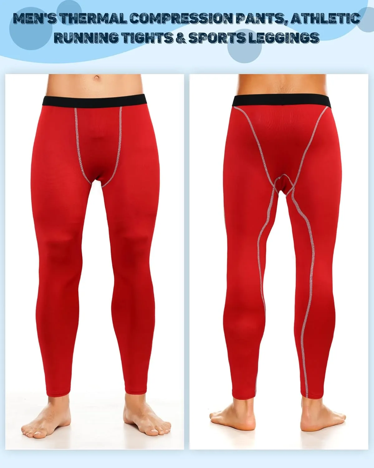 Hicarer 6 Pack Men's Compression Pants Workout Pants Athletic Compression Leggings Running Tights for Men Sport Supplies