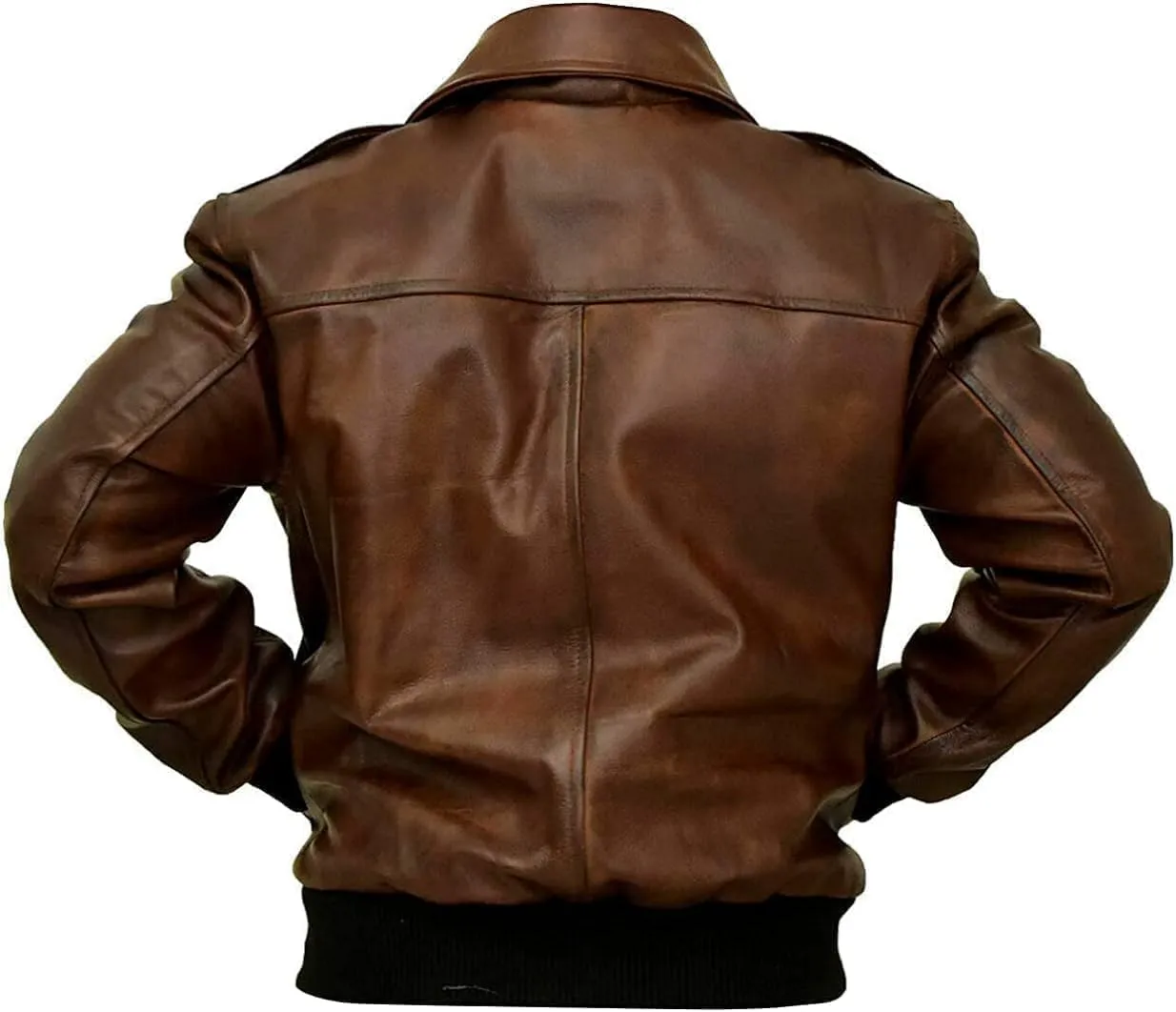 Hide & Seek Mens A2 Aviator Air Force Cockpit Vintage Bomber Military Flight Pilot WWII Distressed Real Leather Jacket
