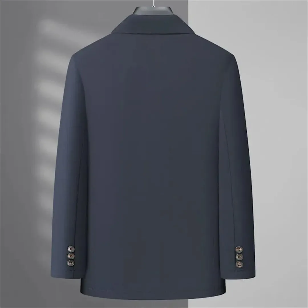 Hndudnff Men's Lapel Thin Padded Cotton Jacket Solid Medium Length Outerwear with Pocket Coat