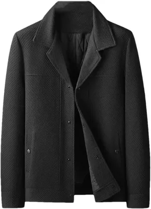 Hndudnff Men's Suit Collar with Padded Cotton Jacket with Pocket Buttons Outerwear Solid Coat