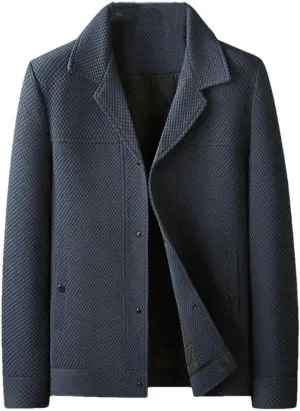Hndudnff Men's Suit Collar with Padded Cotton Jacket with Pocket Buttons Outerwear Solid Coat
