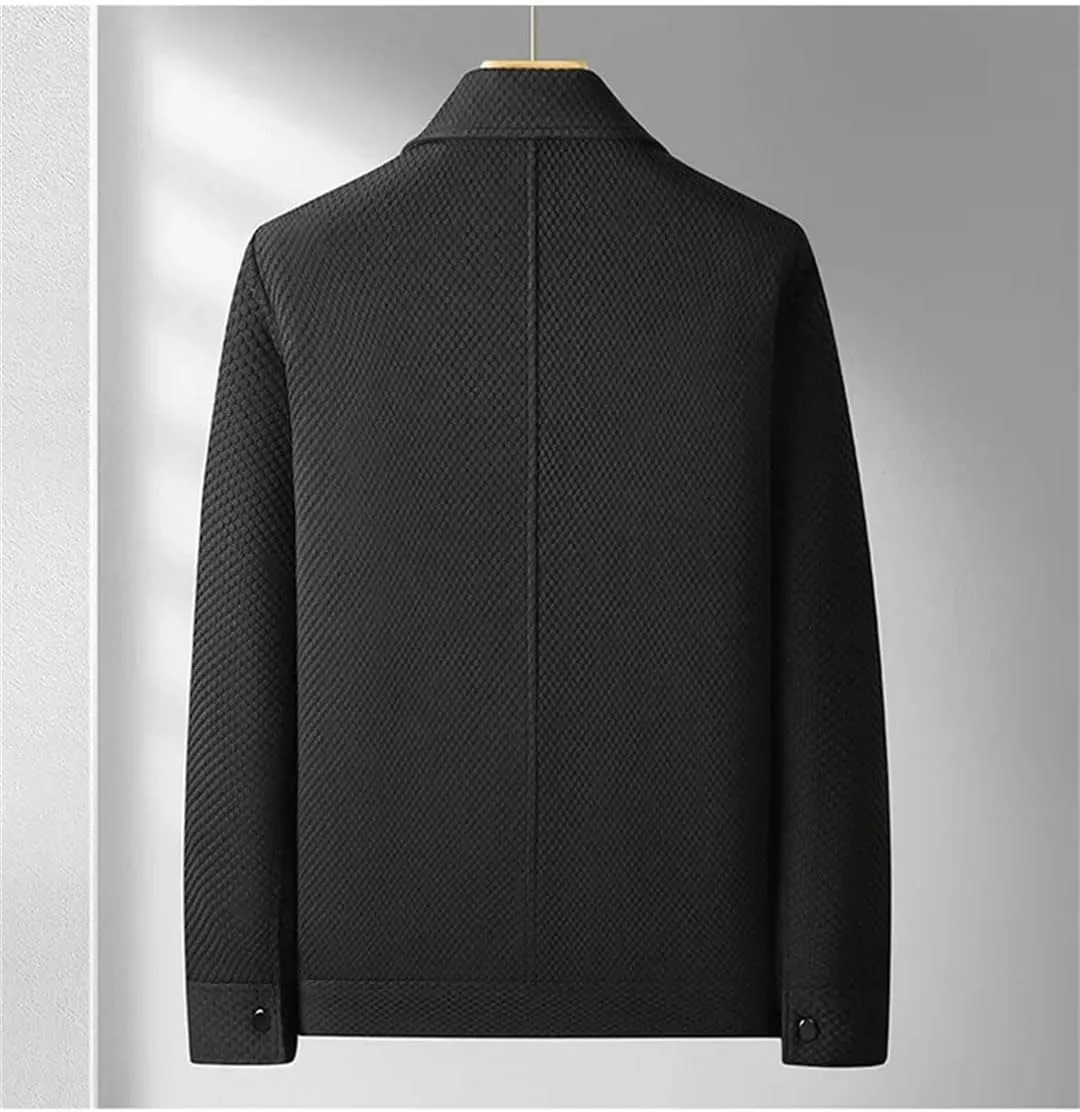 Hndudnff Men's Suit Collar with Padded Cotton Jacket with Pocket Buttons Outerwear Solid Coat