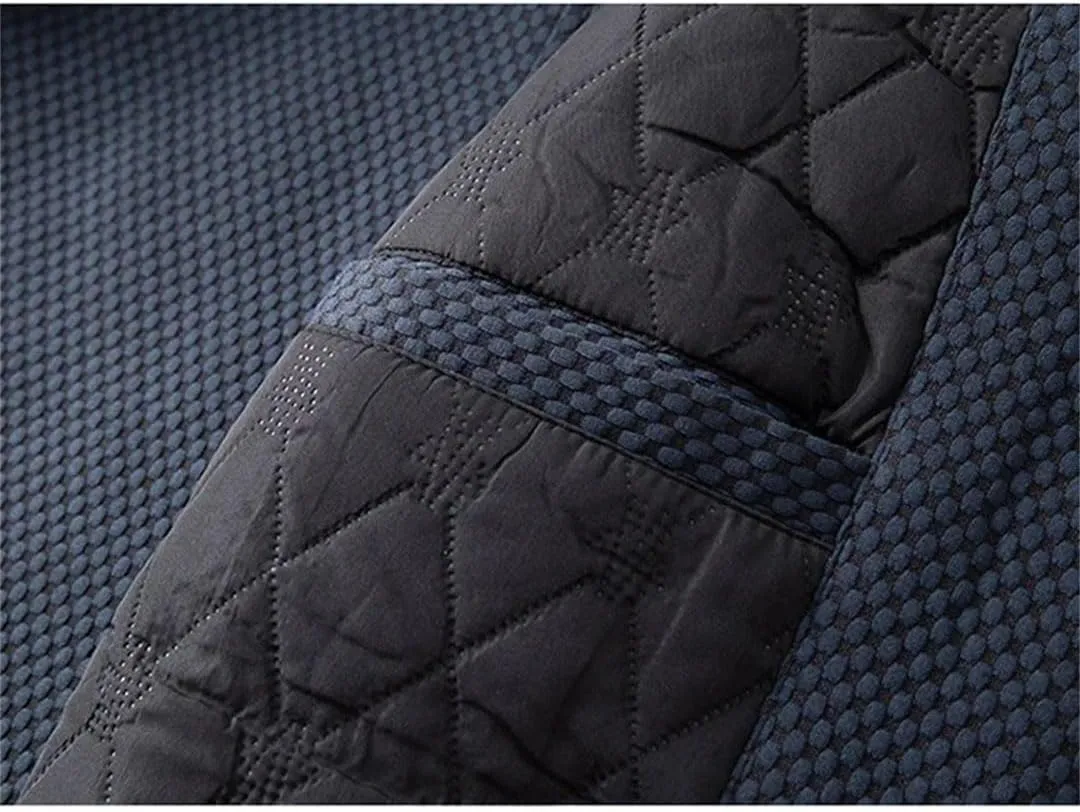 Hndudnff Men's Suit Collar with Padded Cotton Jacket with Pocket Buttons Outerwear Solid Coat