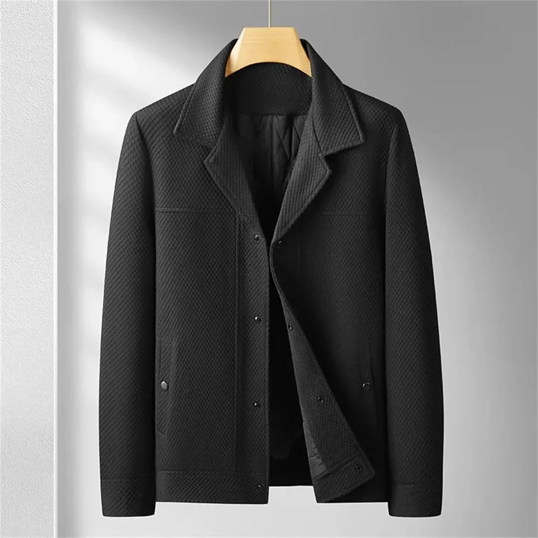 Hndudnff Men's Suit Collar with Padded Cotton Jacket with Pocket Buttons Outerwear Solid Coat