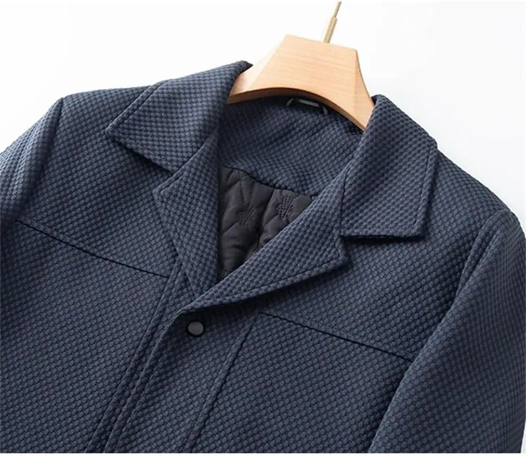 Hndudnff Men's Suit Collar with Padded Cotton Jacket with Pocket Buttons Outerwear Solid Coat