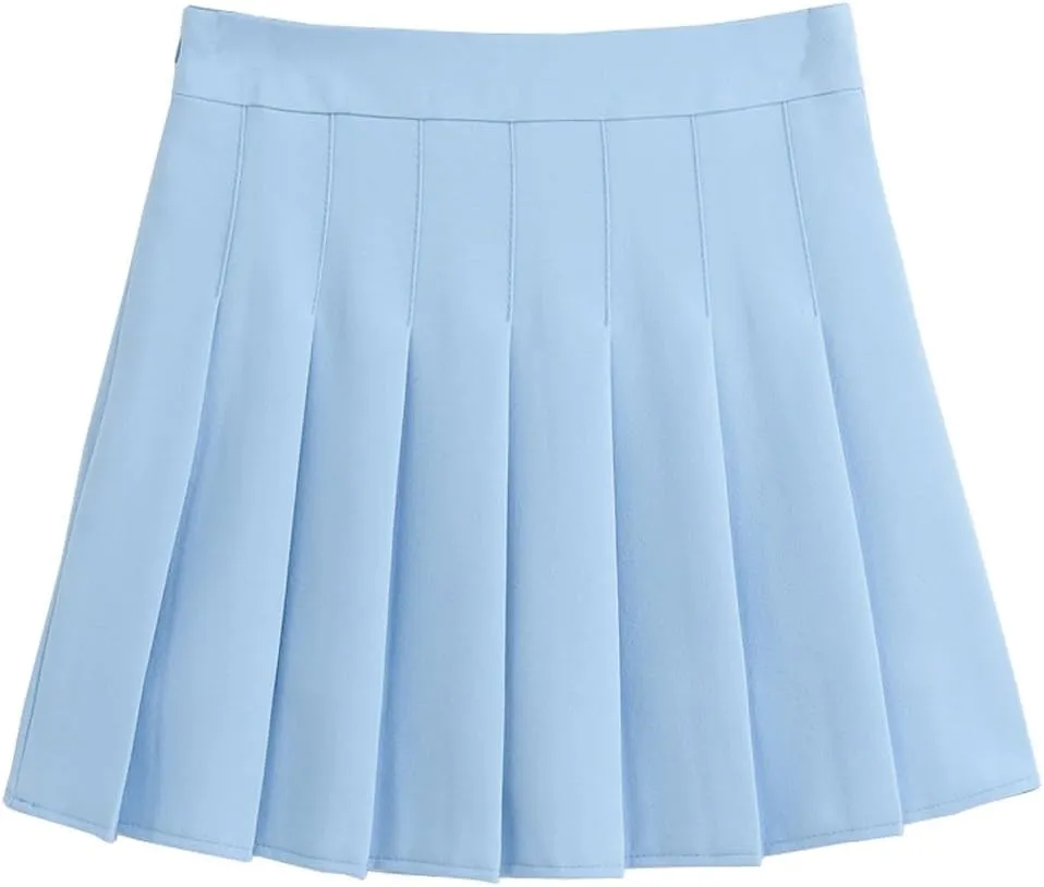 Hoerev Women Girls Short High Waist Pleated Skater Tennis Skirt