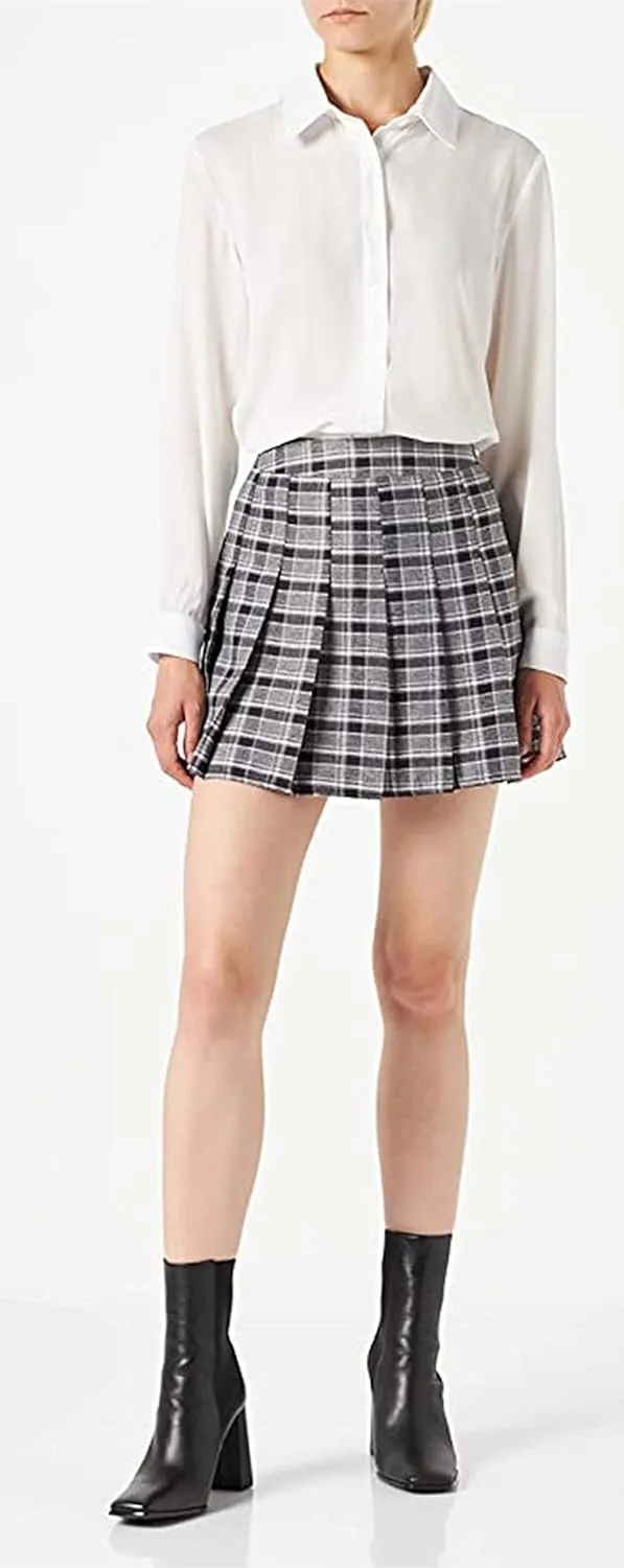 Hoerev Women Girls Short High Waist Pleated Skater Tennis Skirt