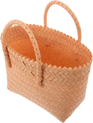 Homoyoyo Modern Design Plastic Woven Handbag Beach Bag Rattan Style Tote Lightweight Versatile Use