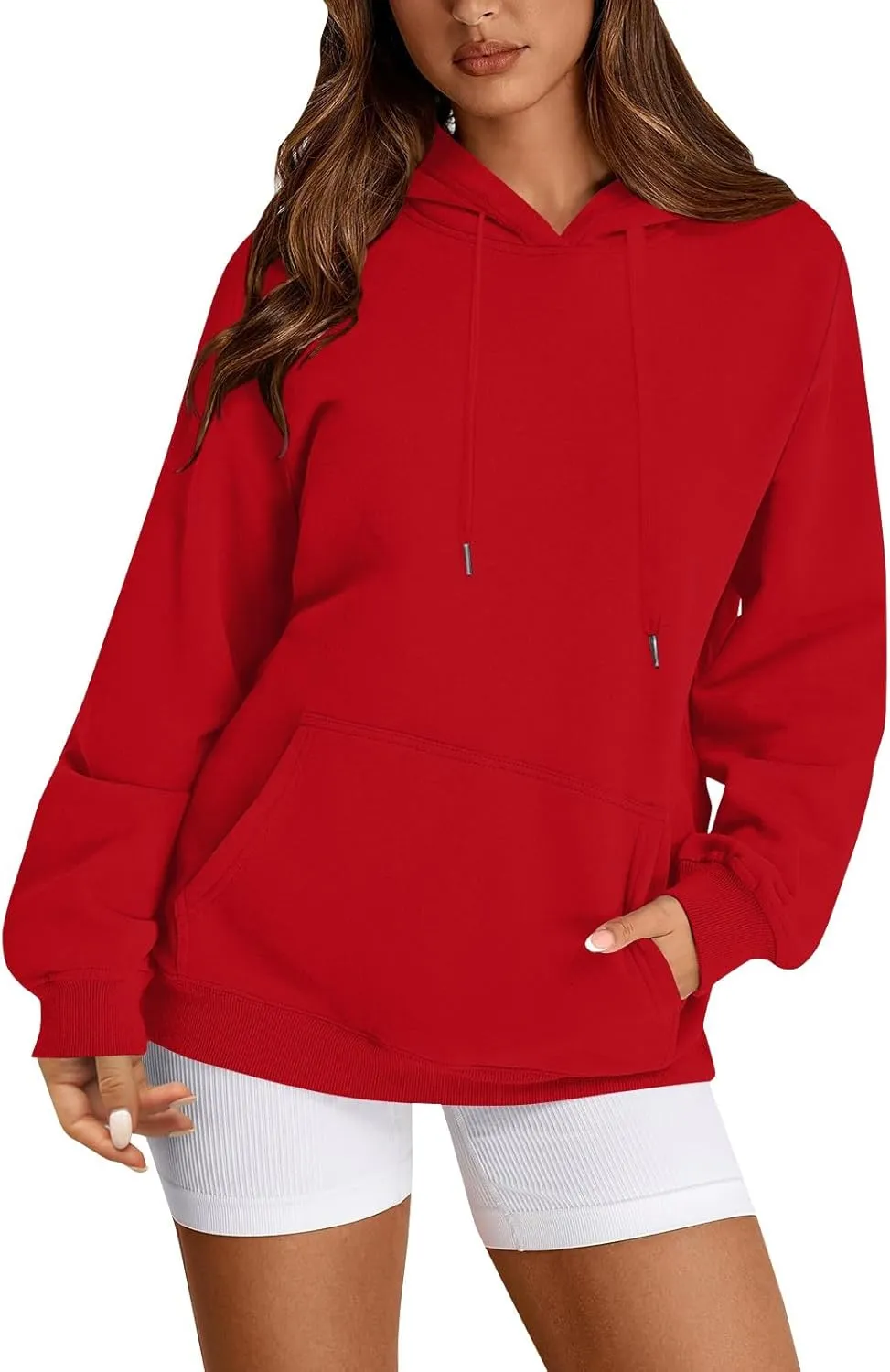 Hoodies for Women Drawstring Lightweight Fleece Oversized Sweatshirt Drop Shoulder Baggy Trendy Y2K Hoodie w/Pockets