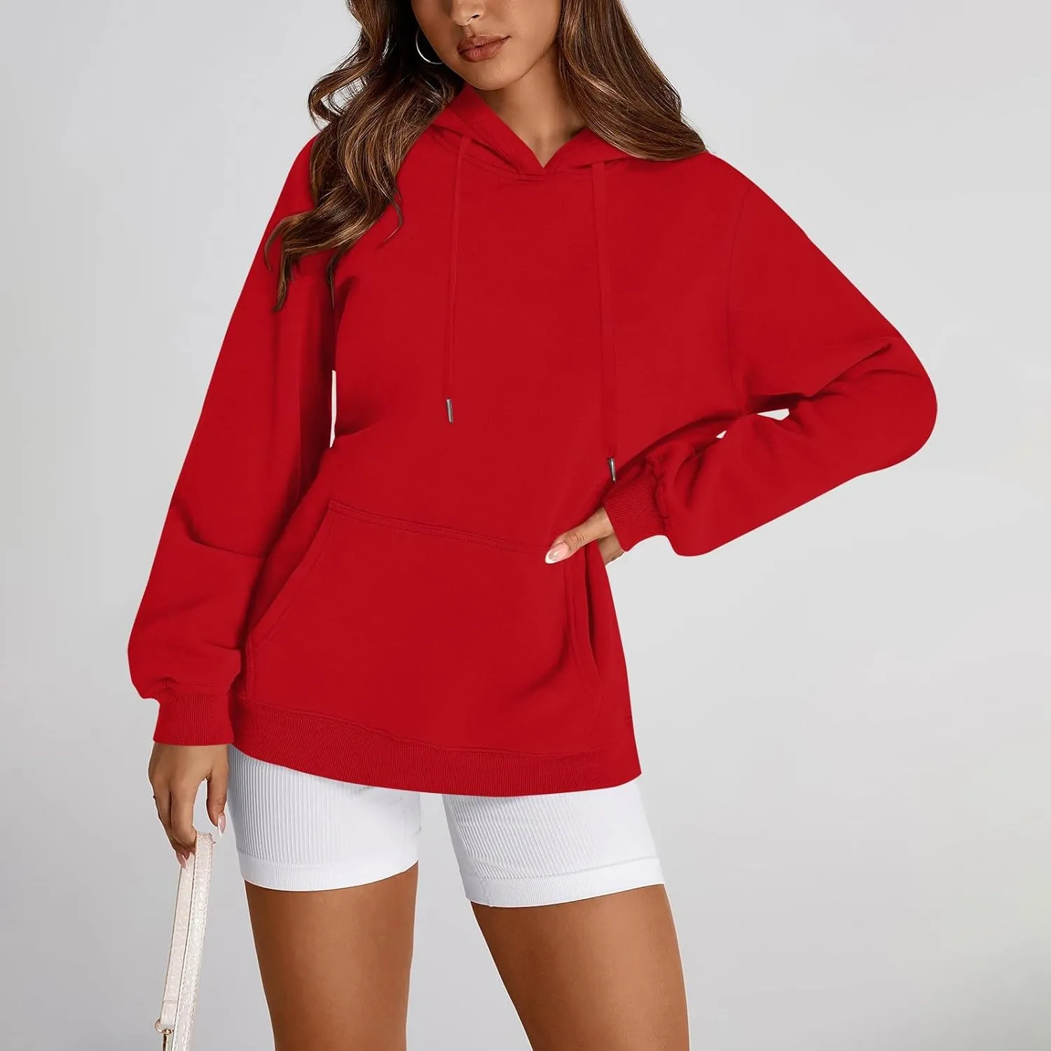 Hoodies for Women Drawstring Lightweight Fleece Oversized Sweatshirt Drop Shoulder Baggy Trendy Y2K Hoodie w/Pockets